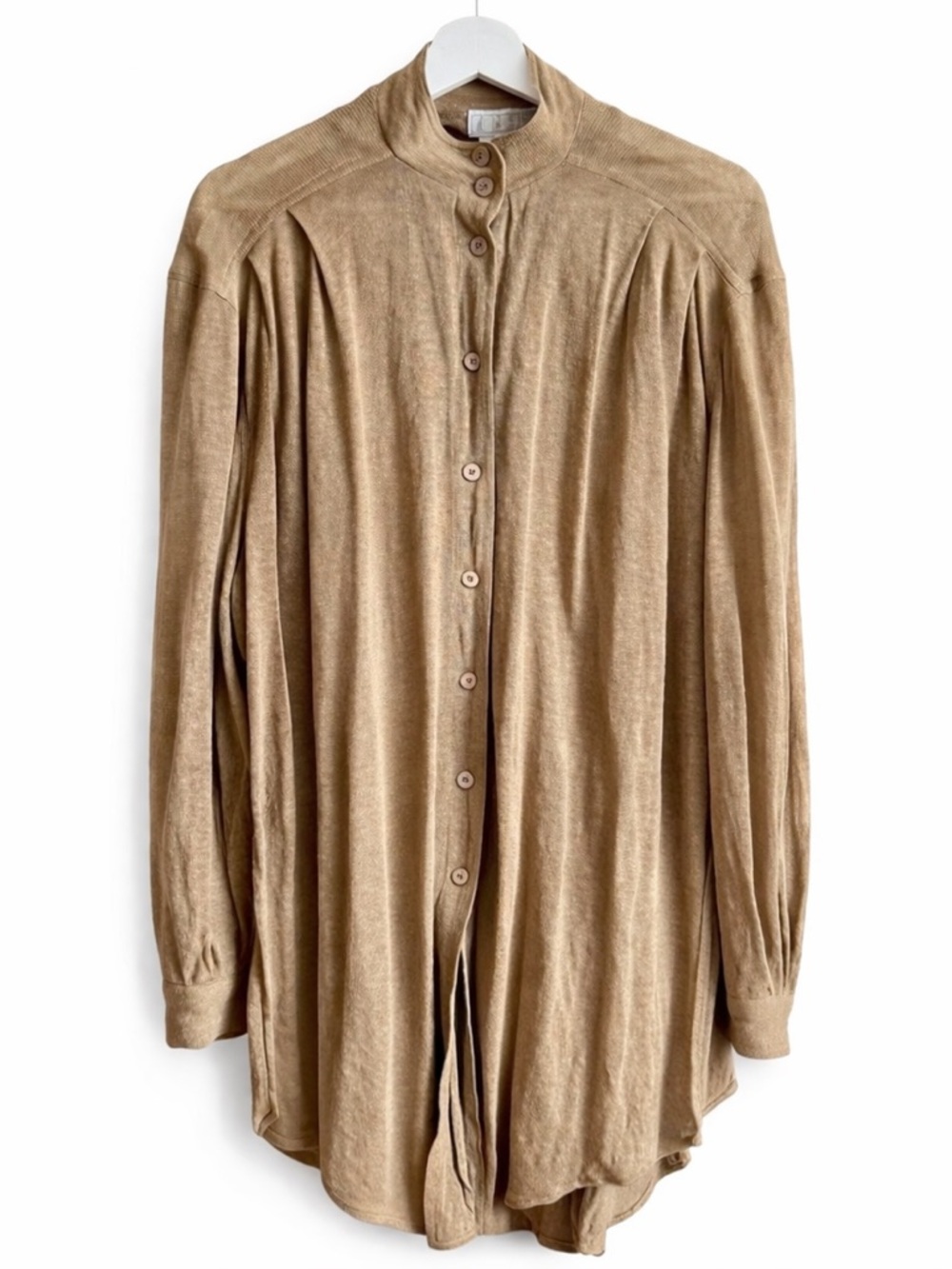 Vintage Emmanuelle KHANH Paris Cardigan Pleated Mandarin Collar Tunic Blouse